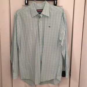 Vineyard Vines Blue/Green Checked Button Down